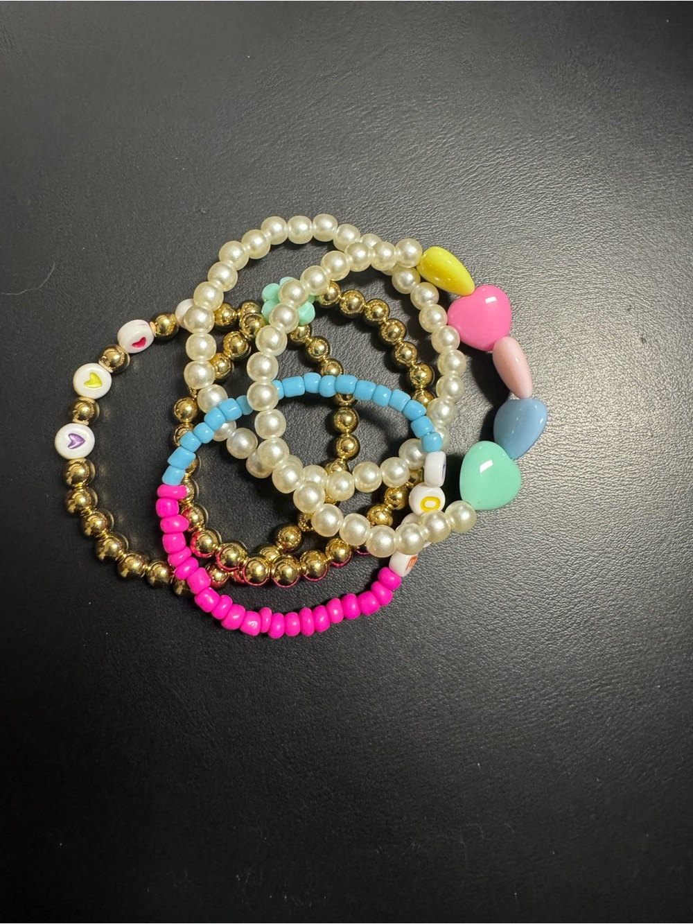 Kids Multi-Color Beaded Stretch Bracelet Set